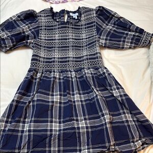 Hill House Navy and White Plaid Mini Dress